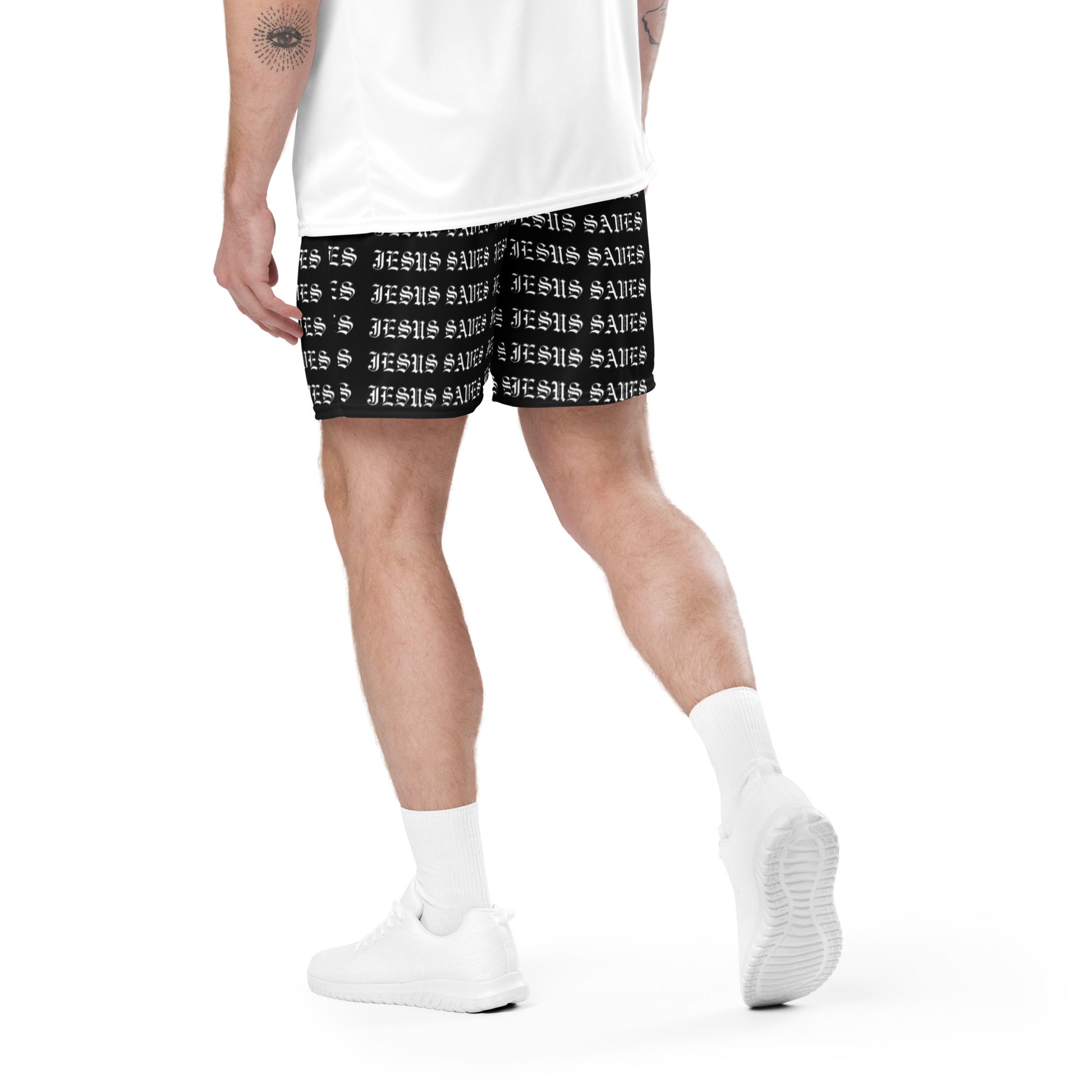 Jesus Saves Mesh Shorts Black - Lifted By Christ