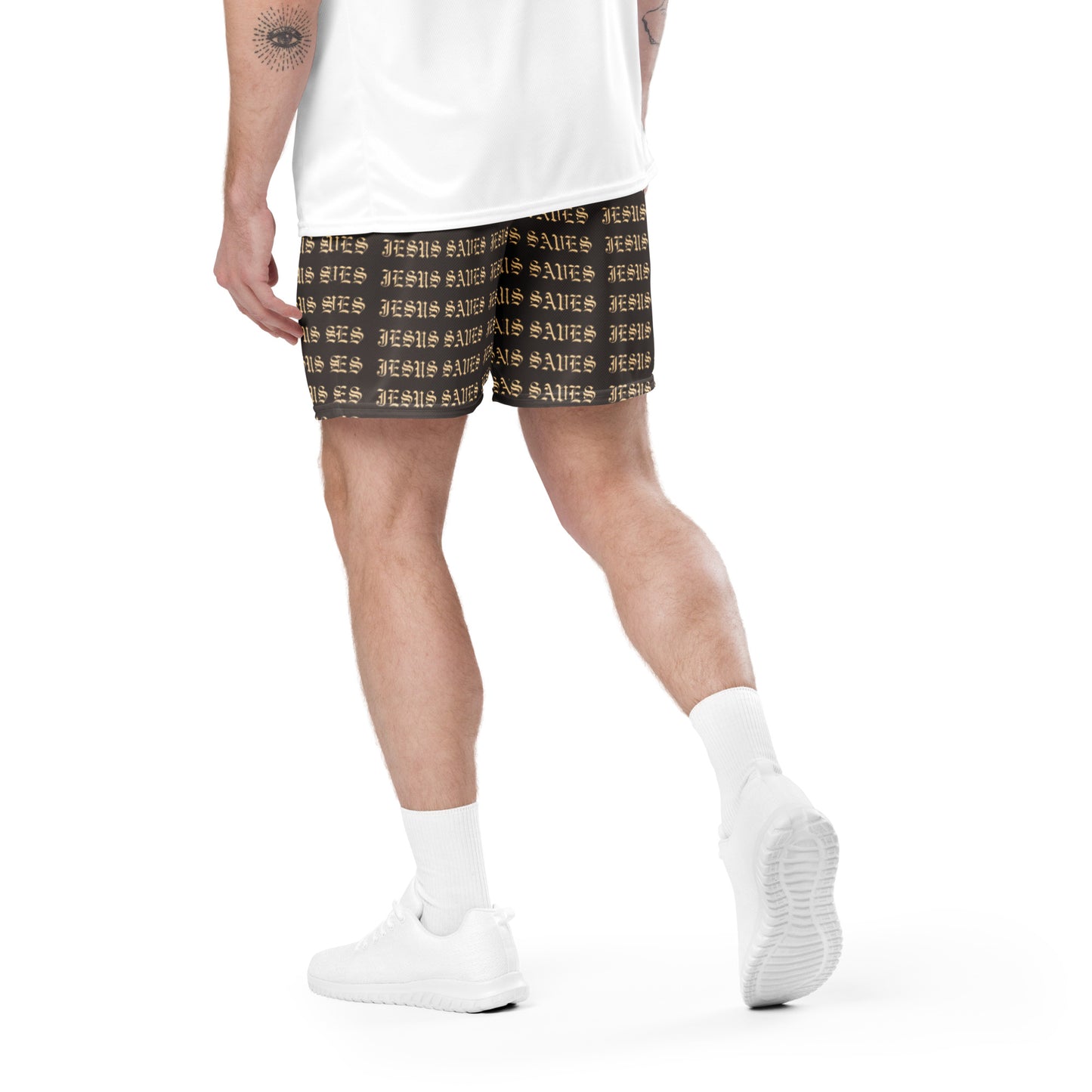 Jesus Saves Mesh Shorts Brown - Lifted By Christ