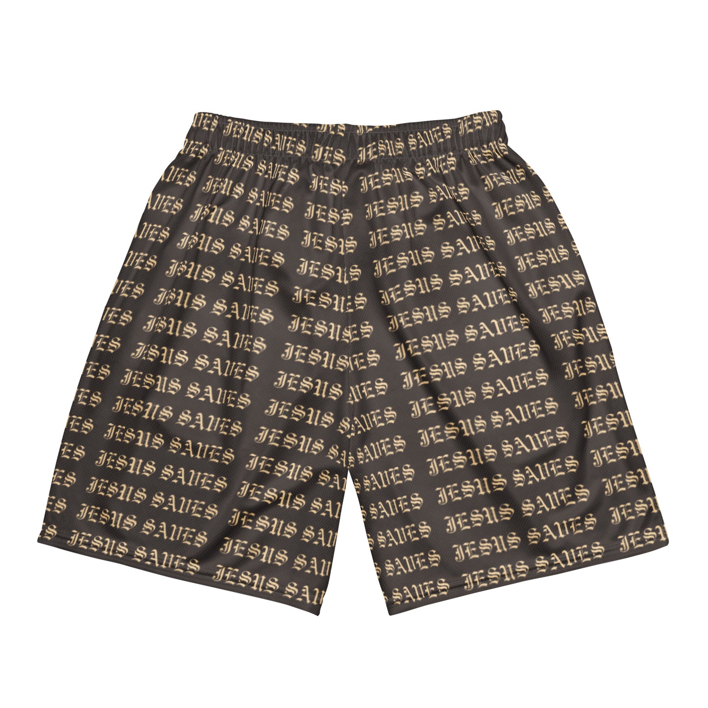 Jesus Saves Mesh Shorts Brown - Lifted By Christ