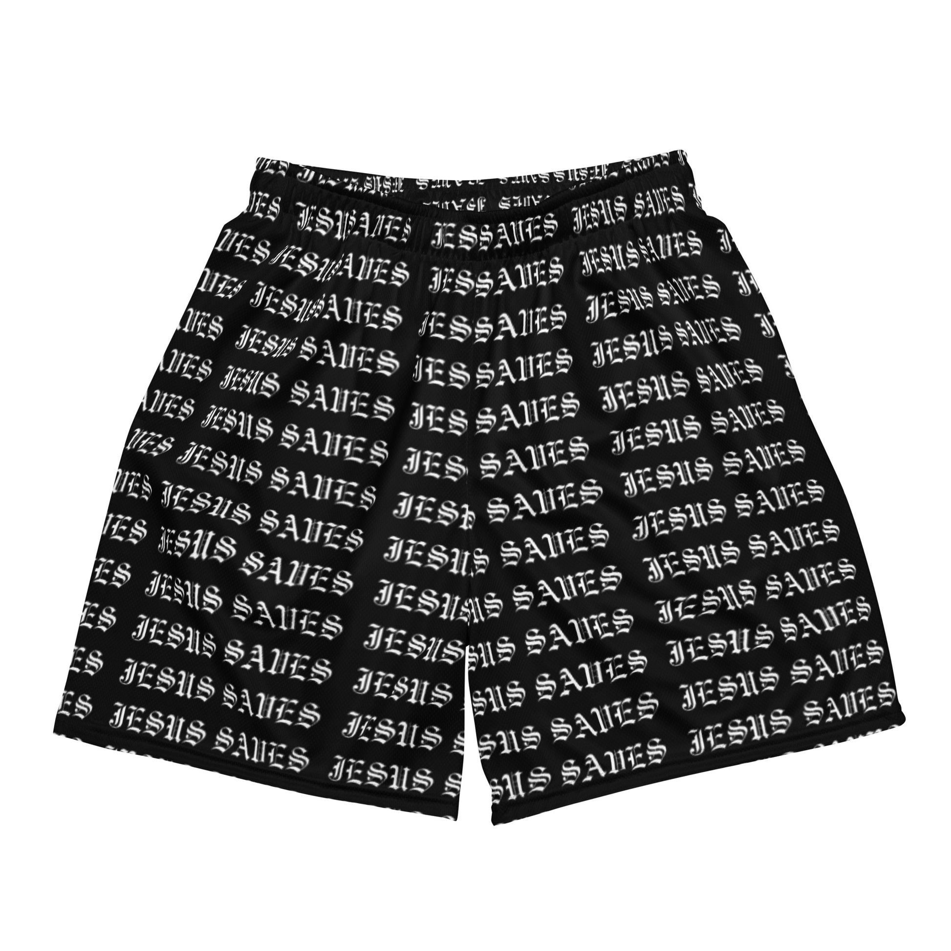 Jesus Saves Mesh Shorts Black - Lifted By Christ