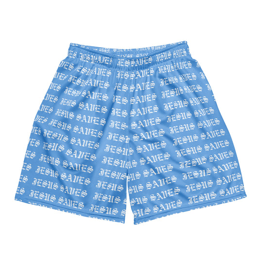 Jesus Saves Mesh Shorts Baby Blue - Lifted By Christ