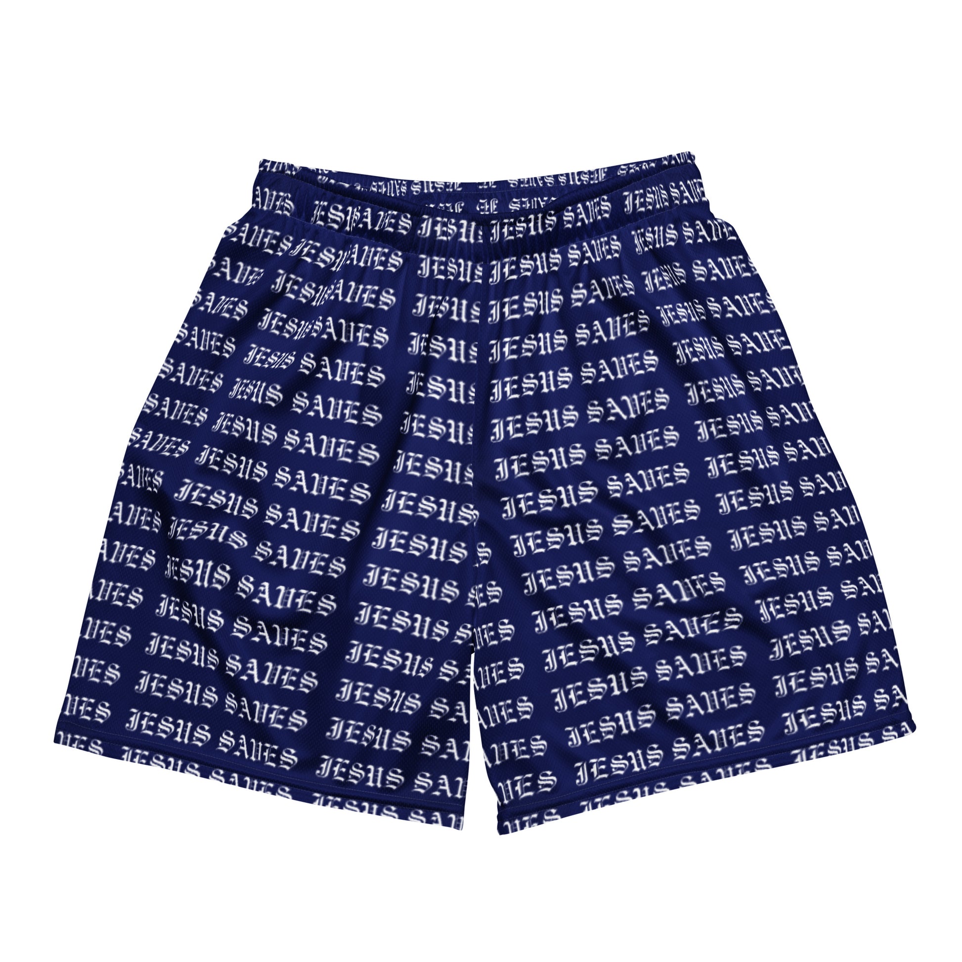 Jesus Saves Mesh Shorts Navy - Lifted By Christ