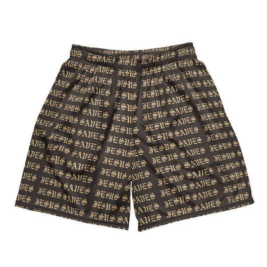 Jesus Saves Mesh Shorts Brown - Lifted By Christ