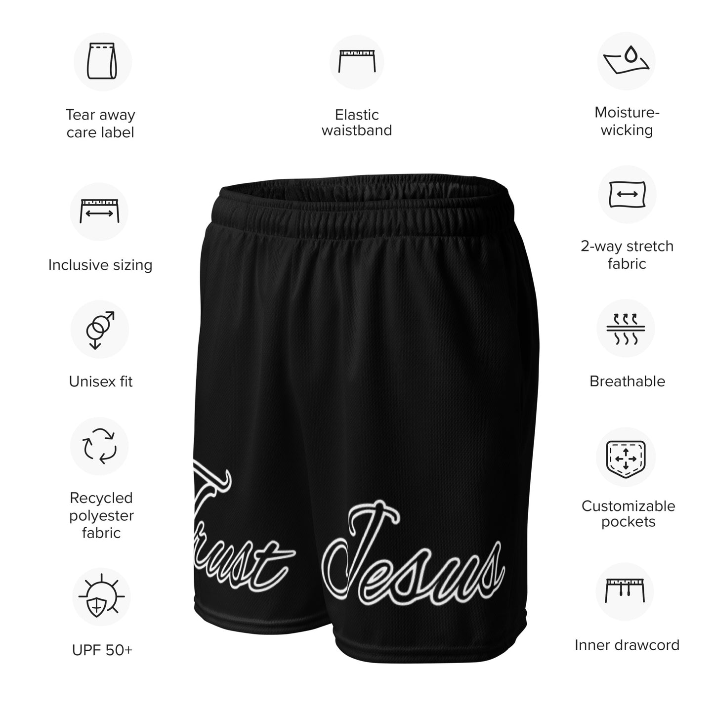 Trust Jesus Mesh Shorts - Lifted By Christ